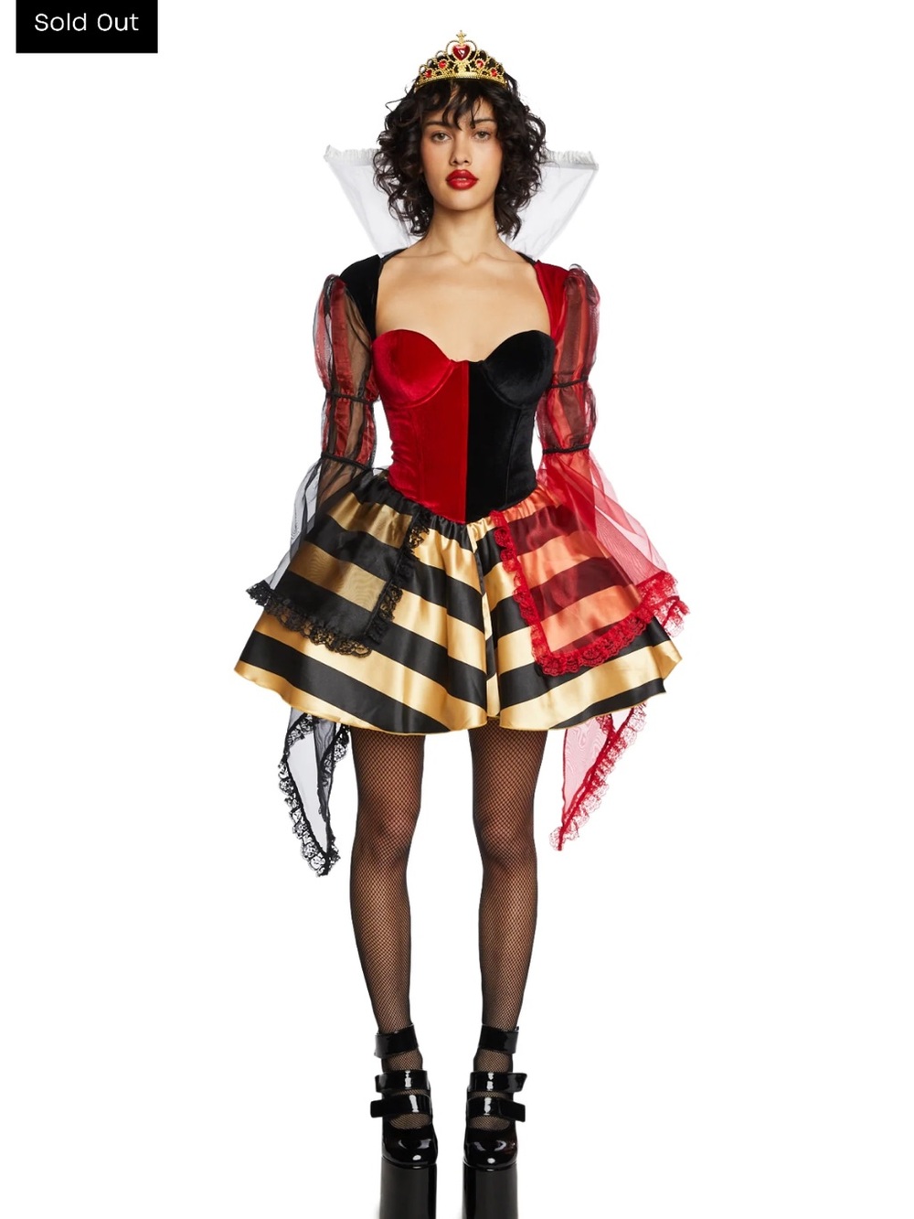 Queen of Hearts Inspired Women's Costume - Red, Black & Gold